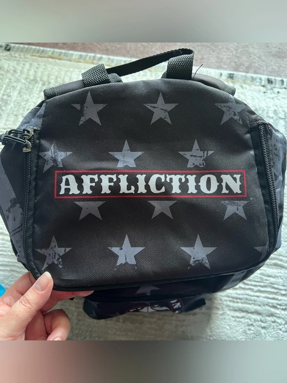 Men's Affliction Black and Gray Striped Travel Cooler Backpack